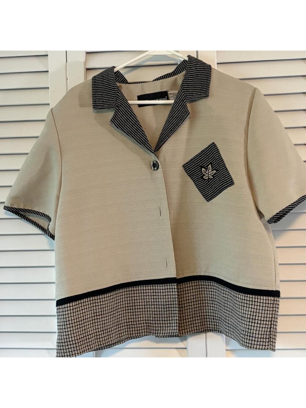 Sag Harbor Women's Cream and Brown Blouse sz 16